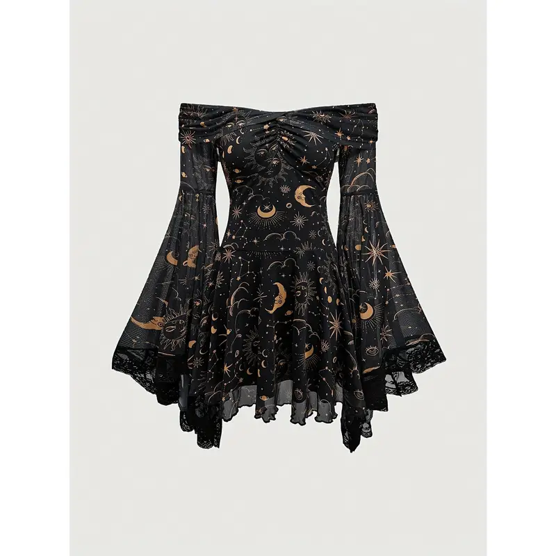 chinese dress ladies A-Line Star Lace Chic Black Long Prom Dress Party Dress PSK173 US2 / Custom Color