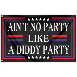 "Ain't No Party Like a Diddy Party" Meme Flag 3x5 FT - Polyester American Meme Funny Decorative Banner for Bedroom & Party Decor, Viral Aesthetic Flag, Party Decoration Supplies