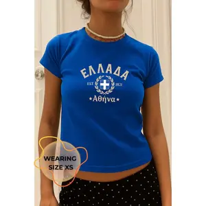 Greece Y2k Jersey Top, Soccer y2k vintage 2000s , Greece Baby Tee, Y2K Crop Top- Greece Tshirt- Greece crop top- Greece shirt
