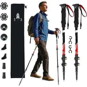 Lightweight Collapsible Trekking Poles for Hiking - 2 Pack Adjustable Hiking Poles,  Walking Sticks for Skiing, Nordic Walking, Retractable Walking Sticks for Seniors, Women, Men