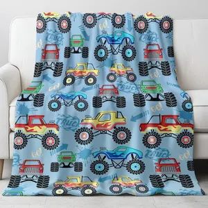 Monster Truck Blanket for Boys Kids Soft Cozy Throw Monster Trucks Themed Bedding Decor for Birthday Christmas Boys Room Bedroom Essentials