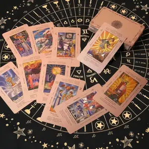 Rose Gold Tarot Cards with Guide Book Waterproof Wrinkle Resistant Foil Tarot Deck for Beginners Includes Chakras Planets Zodiac Signs Elements & Affirmations