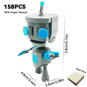 MOC anime-themed cute alien robot building block toy model, suitable for enthusiasts and children, birthday gift, Christmas gift, comes with full-color paper instructions. Sci-fi robot-themed building block decoration model set, inspired by retro mechanic