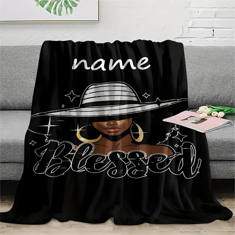 Customized 1pc African-Inspired Floral Faithful Latino Hocus Pocus Nostalgic Fluffy Blanket - Cozy Setup, Warm Aesthetic Floral Bedding, Soft Luxe Breathable Kids Sofa Bed Decor, Office Nap Gift