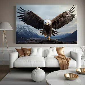 Frame not included springtok  Eagle in Flight Wall Art, Large  Frameless Canvas Poster, Wildlife Bird Photography Print for Living Room and Bedroom Decor
