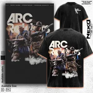 ARC Raiders Extraction Shooter Graphic Tee, 90s Grunge Vintage Washed T-shirt, Retro Sci-Fi Battle Gaming Merch, Unisex Cotton Loose-Fit Tee Outfits, Gift for Gamers Merch, Y2K