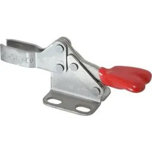Destaco 206-SS Stainless Steel Manual Hold-Down Toggle Clamp - 1 Clamp, 100 Lb Holding Capacity, Horizontal Handle, 90° Handle Movement, 90° Bar Opening, U-Bar, Flanged Base, Electro-Plated Zinc