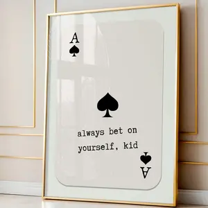 1pc Ace of Spades Canvas Art Print - Modern Vintage Wall Decor with "Always Bet on Yourself, Kid" Quote - Unframed Poster for Bedroom, Living Room, Dorm, or Office