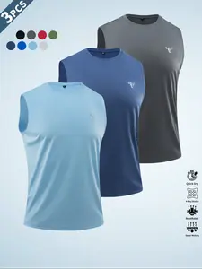 Men's Solid Color Sports Singlet, Breathable Comfortable Sports Tank Top for Gym Workout Running, Casual Sportswear for Men, Sleeveless Gym Tops, Sleeveless Sports Vest, Athletic Workout Clothing, Athletic Activewear, Workout Apparel