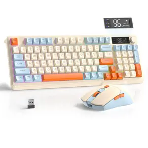 ZIYOU LANG T96 Wireless Gaming Keyboard and Mouse Combo,Dual Bluetooth//2.4G RGB Backlit Mechanical Feeling Keyboard with Smart Display & Knob,4000 DPI Gaming Mouse for PC Laptop Mac Wins