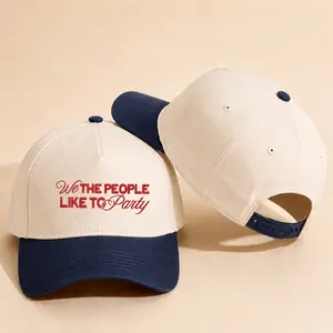 We The People Like To Party Hat, Embroidered 2 Tone Trucker Hat, Patriotic Party Cap, Funny July 4th Snapback, USA Theme Birthday Gift