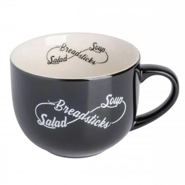 Babish 131305.01R 17oz Wide Fine Ceramic Coffee Cup - Tattoo Art Black, Dishwasher-Safe Kitchenware for Morning Drinks, Soup Serving