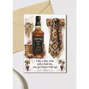 Happy Father’s Day Pun Card for Whiskey Dad, You Get Better with Age, Personalized Birthday Gift