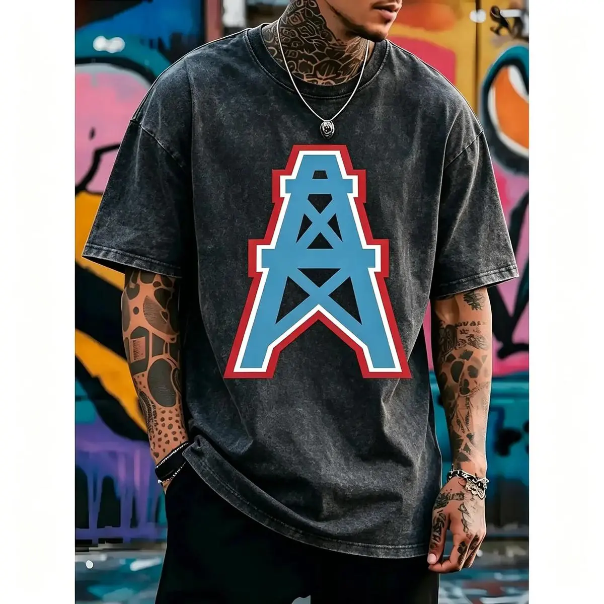 Houston Oilers T-shirt With Bold Print Casual Streetwear Graphic Design Made In USA For Women For Men [Block Core Threads cotton t-shirt/sweatshirt/hoodie, soft and comfortable]