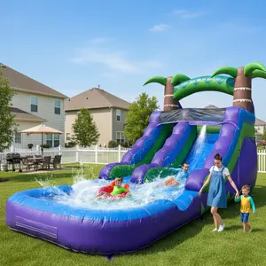 Commercial Grade Water Slide 100% PVC  Inflatable Water Slide with Splash Pool Playground Outdoor Kids Adult Summer Water Play Commercial Rental Equipment Summer Fun