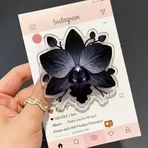 Dark Orchid MagSafe Phone Grip, Gothic Aesthetic Pop Socket, Floral Magnetic Phone Holder, Kindle Grip Stand, Moody Botanical Gift Accessory