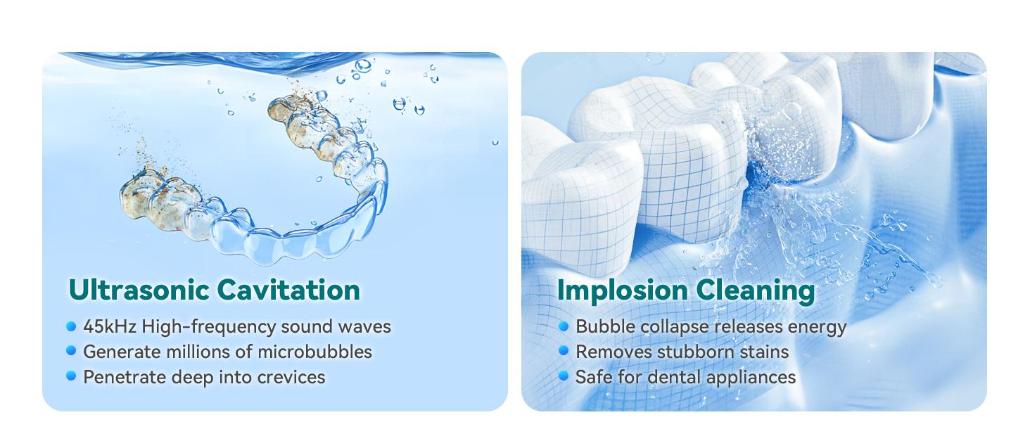 Dental Ultrasonic Retainer Cleaner Machine - 45kHz Dental Cleaning Pod with 304 Stainless Steel Tank, UVA & UVC, Digital Timer & 200ML Capacity for Dentures, Aligners, Braces, Mouth Guards, Night Guards, Toothbrush, Jewelry and more, Home and Travel Use