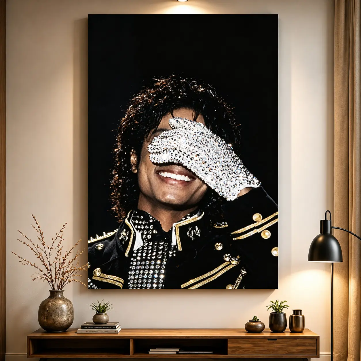 Michael Jackson Iconic Pop Legend Glove Portrait Print Poster - Black Minimalist Wall Decor, Modern Decorative Prints for Home & Room Supplies, Cool Room Decor