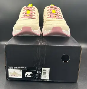 Sorel Kinetic Impact Wonder Lace size 8.5 W Sneaker Honey White, Dazed Mauve Sneakers