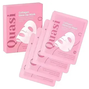 Quasi BioCollagen Glow Up Mask 2.0 - Firming, Deep Hydrating Skincare Face Mask for Wrinkle Reduction, Pore Minimization & Glass Skin Effect (2 Box × 8 Pcs)