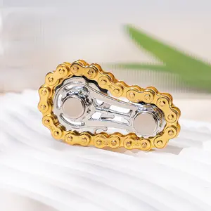 Steampunk Bike Chain Fidget Spinner Bold Unique CNC Stainless Steel Gear Statement Art Collectible for Adults