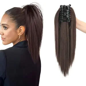 1pcs 16inches Messy Short Straight Ponytail Synthetic Claw Clip Ponytail Hair Extensions Claw Clip Messy Hair Bun Hairpiece For Women Hair Accessories Halloween Christmas