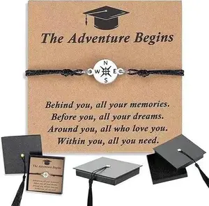 Class of 2026, Graduation Gift, Compass Bracelet with Quote Card and Graduation Cap Box，University, high school, doctoral degree and other academic award commemorative gifts friendship