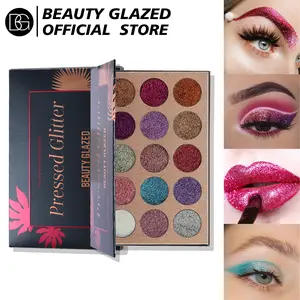 BEAUTY GLAZED Pressed Glitter Eyeshadow Palette, Ultra Pigmented Shimmer Eye Makeup, Long-Lasting Sparkle Glitter for Eyes, Lips & Body, Suitable for All Skin Tones