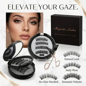 Single/double-layer magnetic suction false eyelashes, reusable adhesive free magnetic eyelashes suitable for women's natural/daily/dramatic appearance