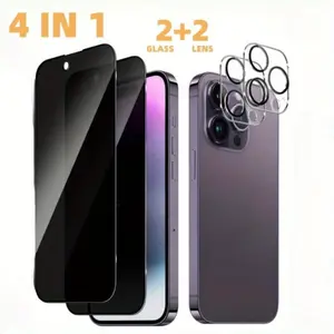 Privacy Tempered Glass Screen Protectors for iPhone - Protect Your Privacy Now with 2+2 Pack!