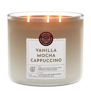 Goose Creek Vanilla Mocha Cappuccino 3-Wick Candle - Dark Chocolate Mocha Rich Espresso Vanilla Foam Scented Soy Wax Blend with Essential Oils Decor Fragrance