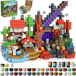 Magnetic Building Blocks Model Toy Set, Unisex Educational Gift for Boys & Girls, Birthday Present, Puzzles World Hell Gate Dark Cave Lava Forest