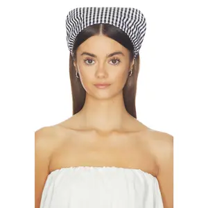 FAITHFULL THE BRAND Lucia Head Scarf in Black Textured Gingha