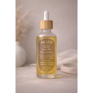 Akaya Haitian Roots Body Oil 100ml - Warm Tropical Sun-Inspired Scent Softens Nourishes Skin Natural Glow