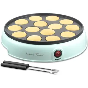 Baker's Friend Mini Pancakes Maker Machine, Dutch Mini Pancake Griddle, 14 Holes Electric Poffertjes Pan, Ideal for Breakfast, Snacks, Desserts & More