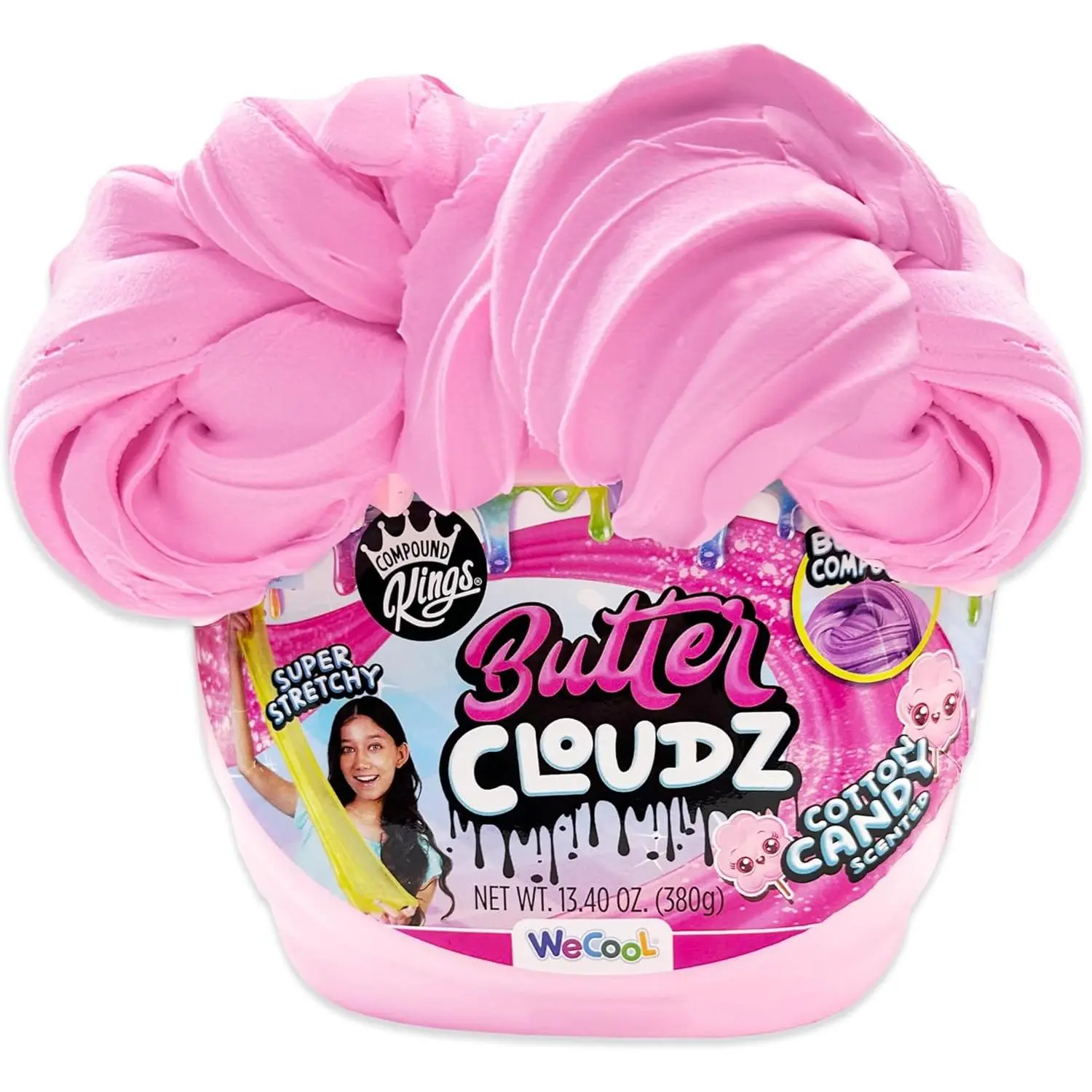Compound Kings Fluffy Butter Cloudz Scented Large Slime Bucket for Kids – Soft, Squishy, Non-Toxic Sensory Toy | Pink Cotton Candy Slime Gift gyro toy top toy sensory  slime