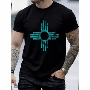 100% Cotton New Mexico T-Shirt Zia Symbol Distressed T-Shirt Women's Men's Graphic Tee Crew Neck summer vacation Tops