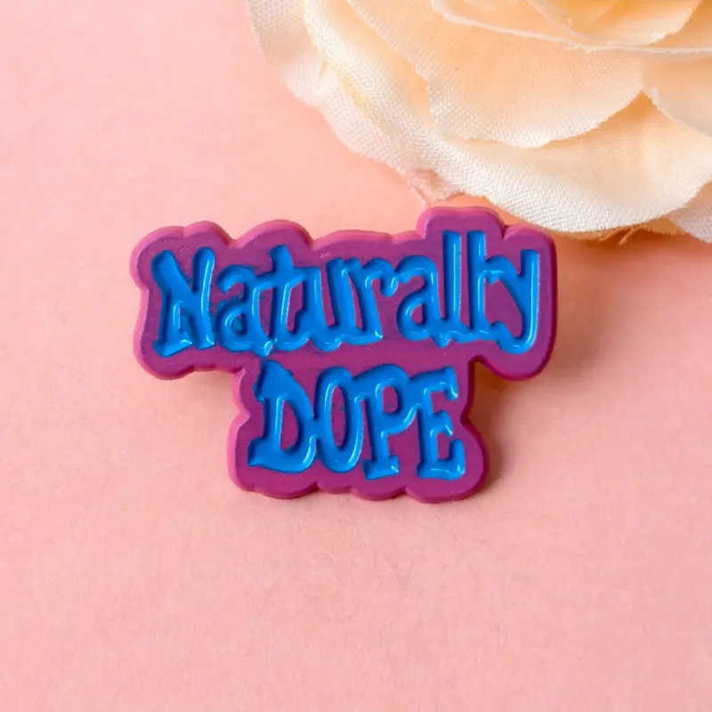 "Naturally DOPE" Enamel Pin Pink-Blue Vibrant Enamel Craft Stylish Accessory Elegant Brooch for Jackets, Backpacks, Daily Styling Durable Metal Pins