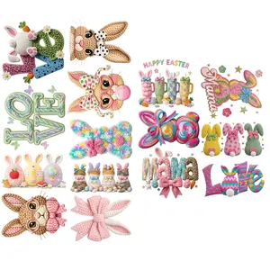 Yarn Easter bunny Premade Gangsheet 15 Full Size Transfers Ready to Press DTF Transfer Hot Peel for Adult Prints Art Santa Crochet Doll