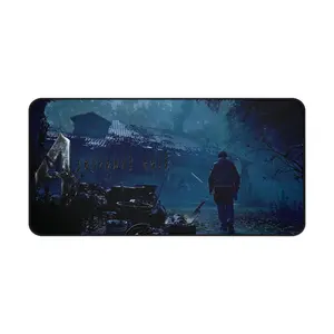 Resident Evil 4 Desk Mat, Large Gaming Mouse Pad with Leon Kennedy in Village Horror Scene, Non-Slip Keyboard Pad for Gamers