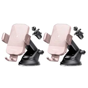 2 PACK Wireless Car Charger, 15W Fast Charging Hands Free Car Adapter Phone Mount Holder for iPhone Series for Samsung Galaxy Series