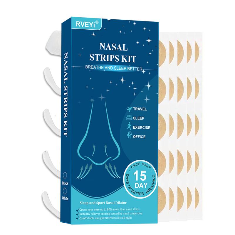 34 Magnetic Nose Patch Set 30 Nose Patches 4 Dilators Enhances Oxygen Flow Reduces Snoring Improves Sleep Quality Sweat Resistant Light Beige Color Safe Comfortable Convenient Household Items