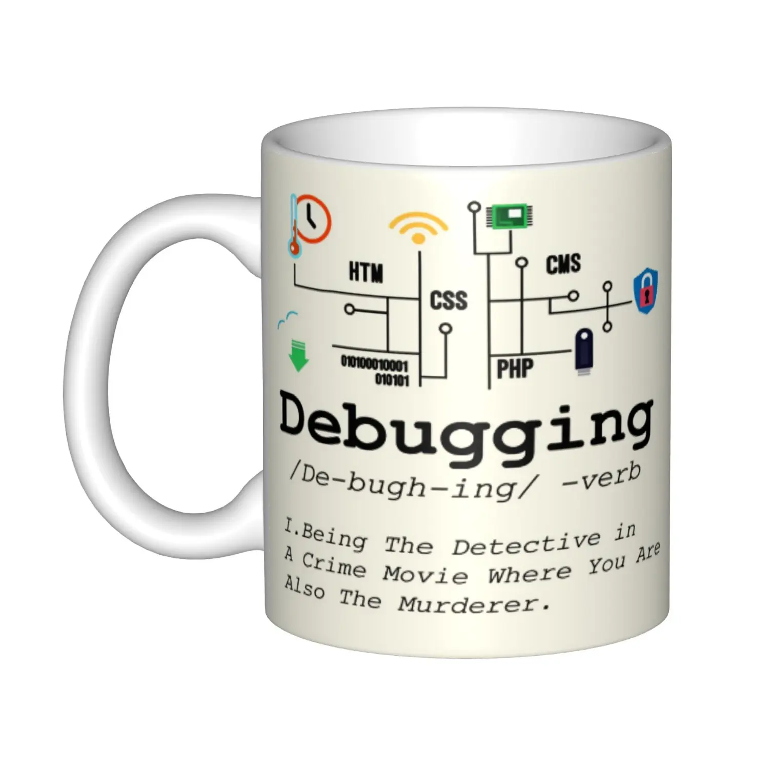 Debugging Definition Mug Funny Gift Computer Programmer Programming Coding Code IT Tech Support Coffee Ceramic Cup 11 oz