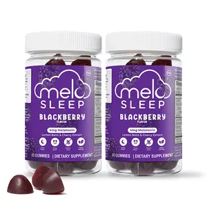 MELO Sleep - 60 Night's of Rest | 2 Bottles of Blackberry Sleep Gummies (Organic, Vegan, Gluten-free) | With Lemon Balm and Cherry Extract