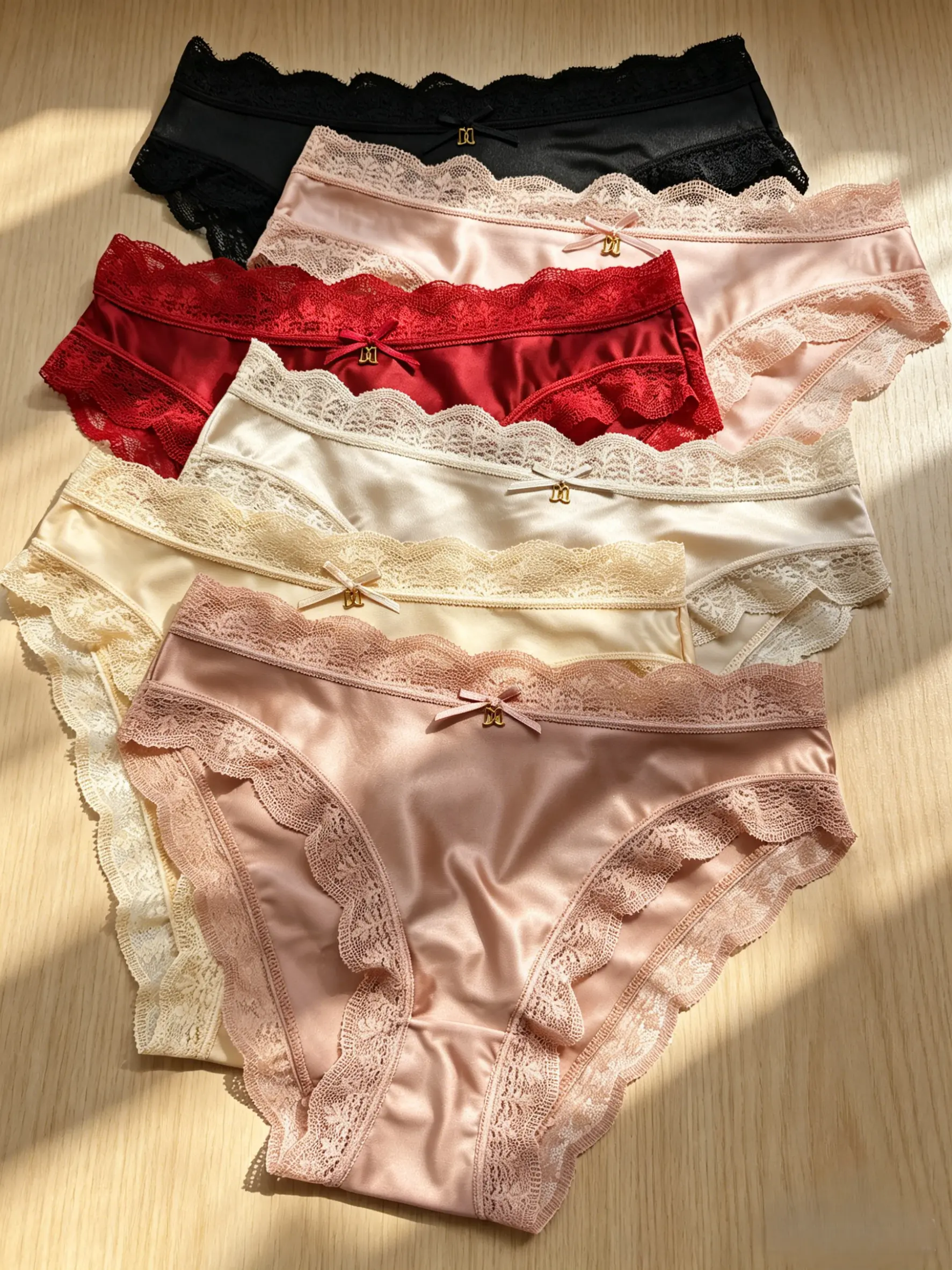 6 Pack Lace Trim Panties Breathable Cute Bikini Seamless Knicker Fashion Comfy Womenswear Soft Smooth Underwear Pack S-XXL