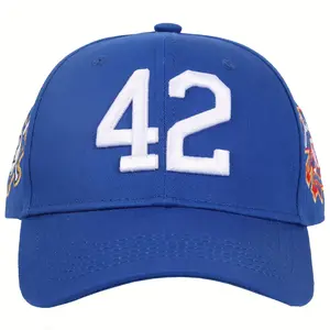 50th Patch #42 Robinson Baseball Day Men's Baseball Cap Blue Black Adjustable Curved Brim Outdoor Sport Hat Dad Cap Snapback Fitted 100% Polyester 3D Embroidery