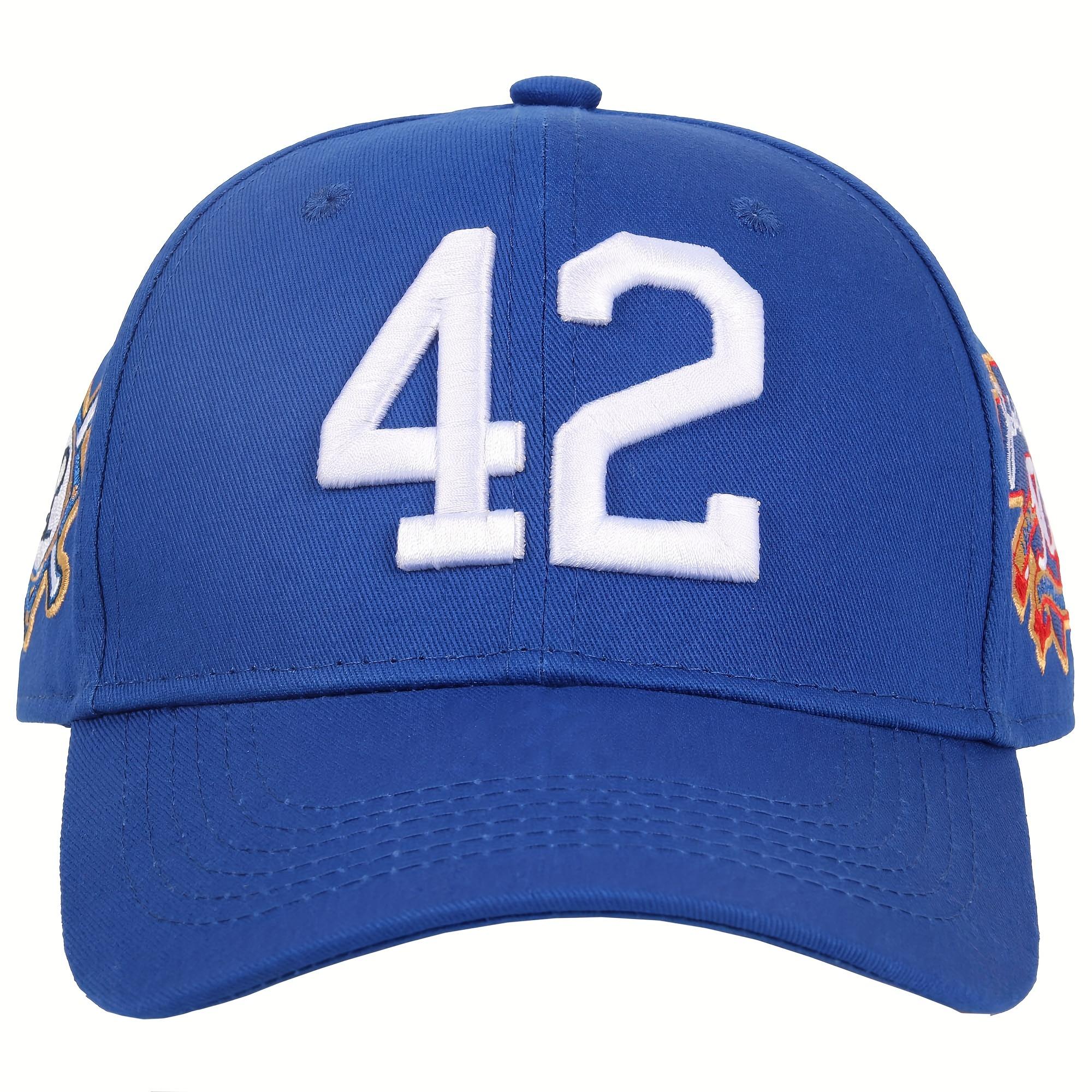 50th Patch #42 Robinson Baseball Day Men's Baseball Cap Blue Black Adjustable Curved Brim Outdoor Sport Hat Dad Cap Snapback Fitted 100% Polyester 3D Embroidery