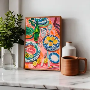 [SALE UP TO 50% + FREE SHIP]  Dinner Party Food Print, Retro Kitchen Poster, Henri Matisse Art, Dining Room Artwork, Gift for Chef, Vintage Food Illustration