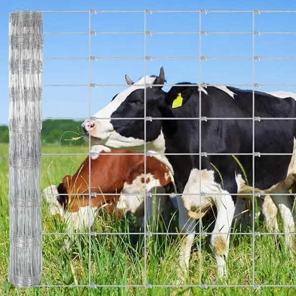 Livestock Fence, 5Ft x 164Ft Galvanized Wire Fencing, Cattle Farm Fence, Deer Fences, Heavy Zinc Goat Fences for Goat Deer Yard Livestock Protection