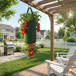 Upside Down Tomato Planter - 1 Pack Premium Hanging Strawberry Grow Bag, Potato Grow Bag, Hanging Plant Pot for Vertical Gardening - Breathable Felt Planter for Balcony & Small Spaces - Effortless Harvest - Hanging Planters, Breathable Planting Container